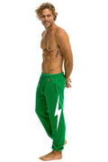 Retro BOLT STITCH UNISEX SWEATPANTS - KELLY GREEN WHITE