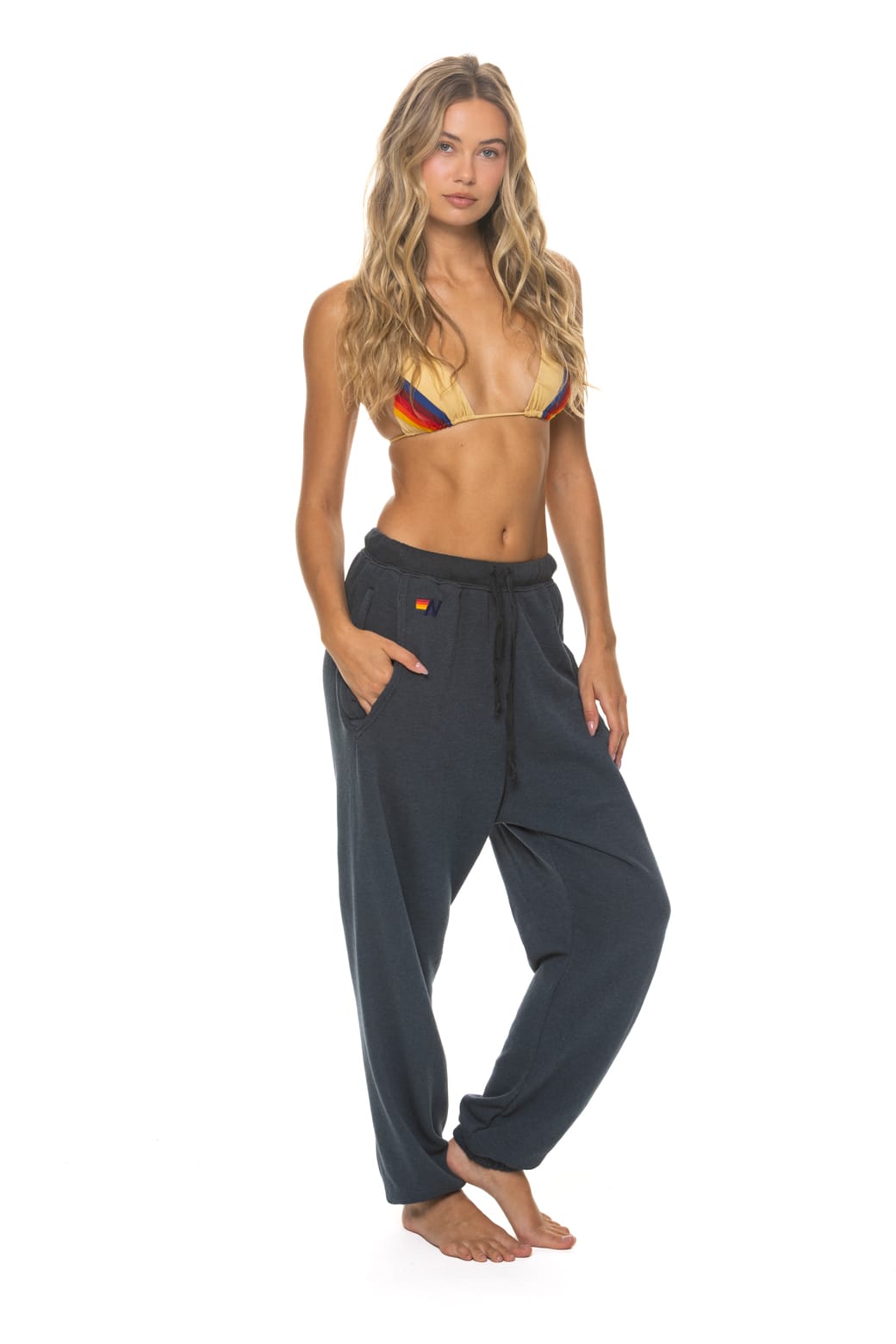 Retro 5 STRIPE SWEATPANTS - CHARCOAL BLUE