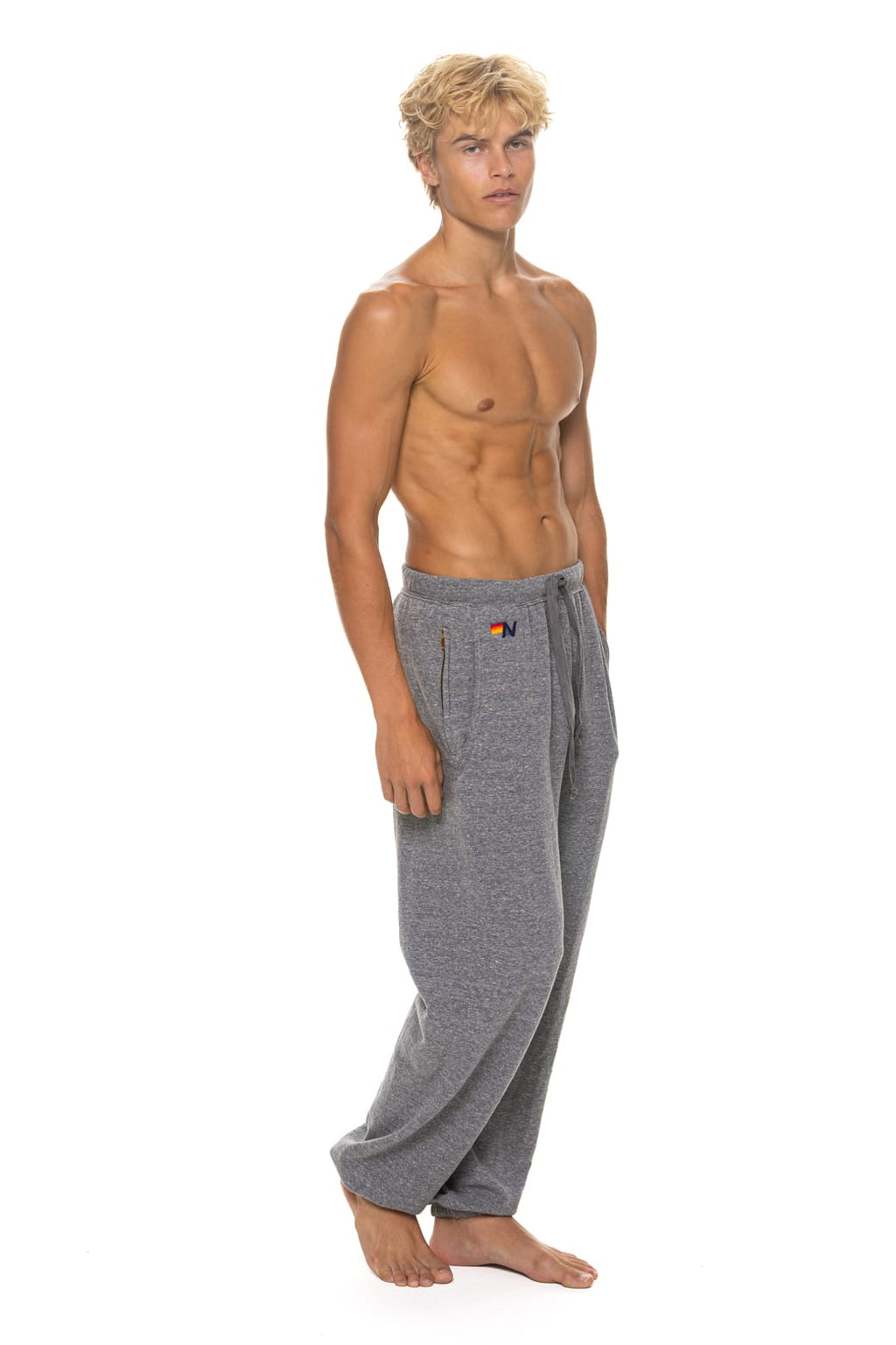 Retro 5 STRIPE SWEATPANTS - HEATHER GREY BLUE