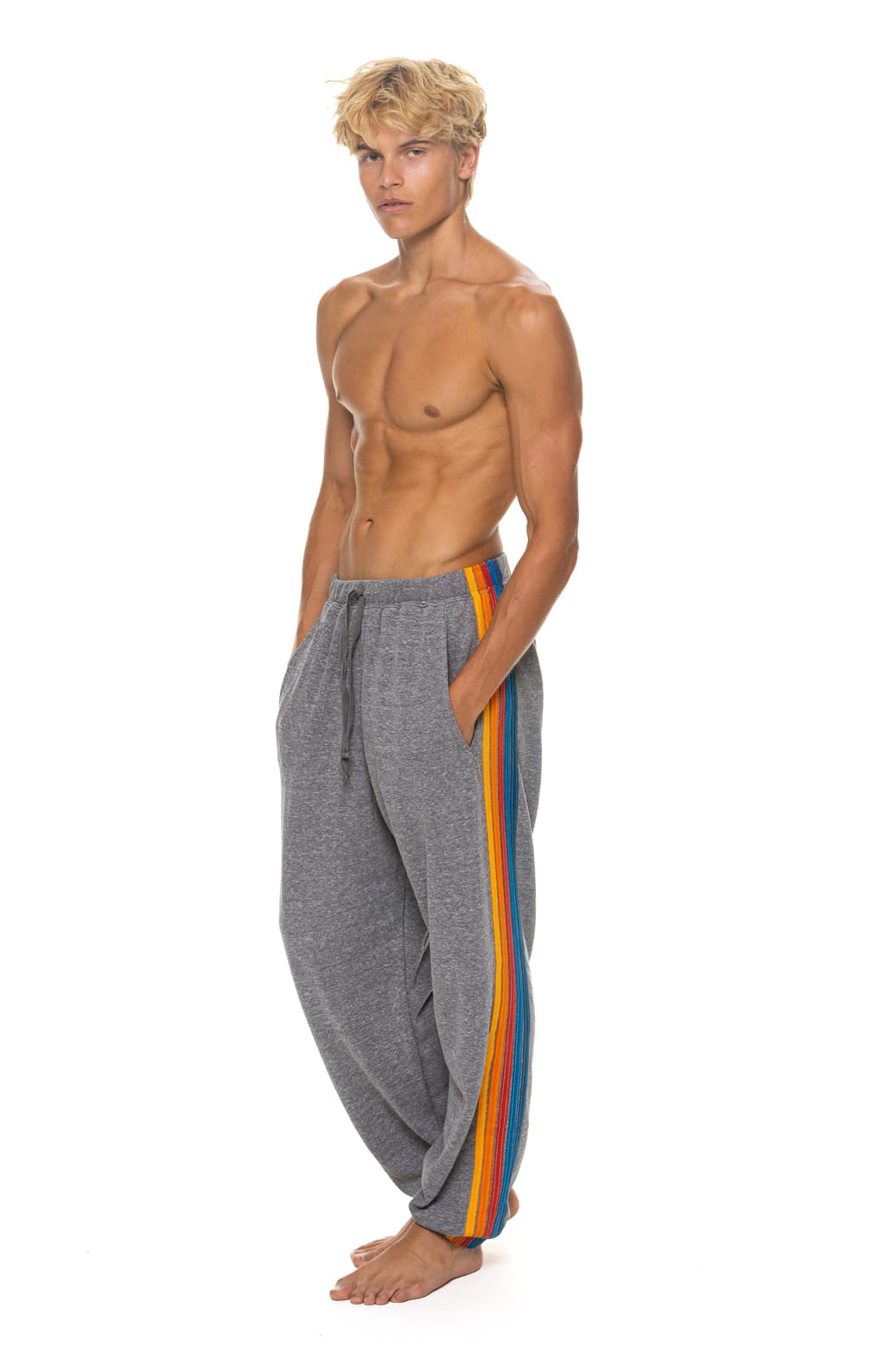 Retro 5 STRIPE SWEATPANTS - HEATHER GREY
