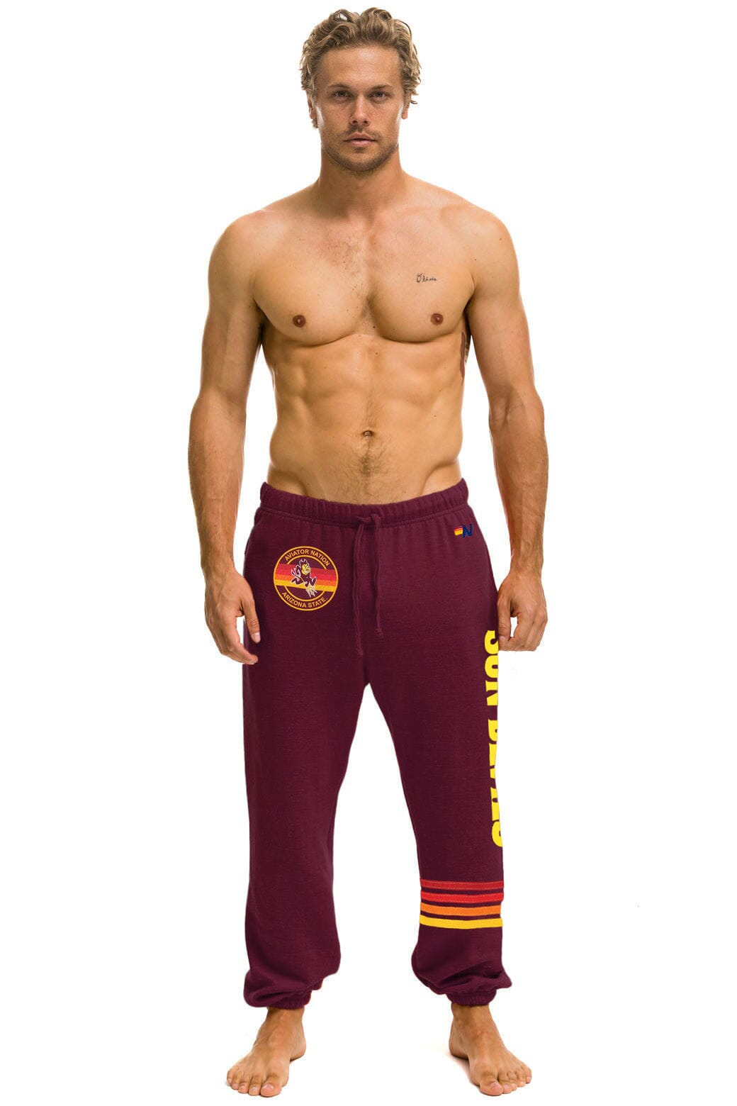 Retro ASU FORK UNISEX POCKET SWEATPANTS - MAROON