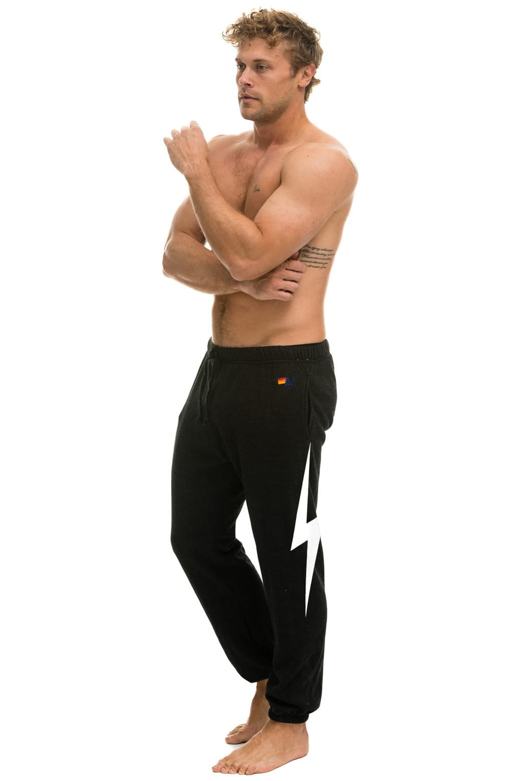 Retro BOLT PRINT SWEATPANTS - BLACK WHITE