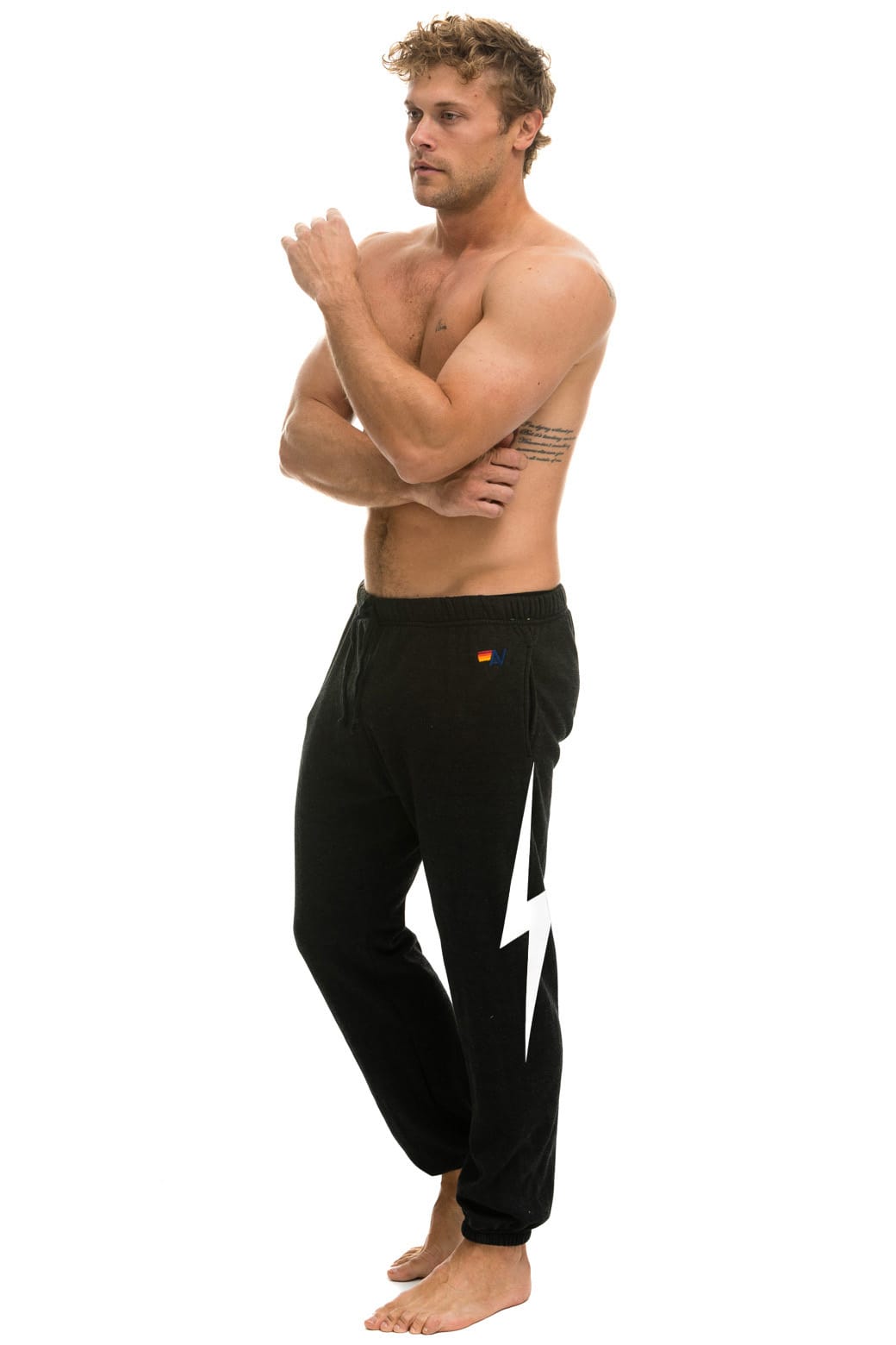 Retro BOLT PRINT SWEATPANTS - BLACK WHITE