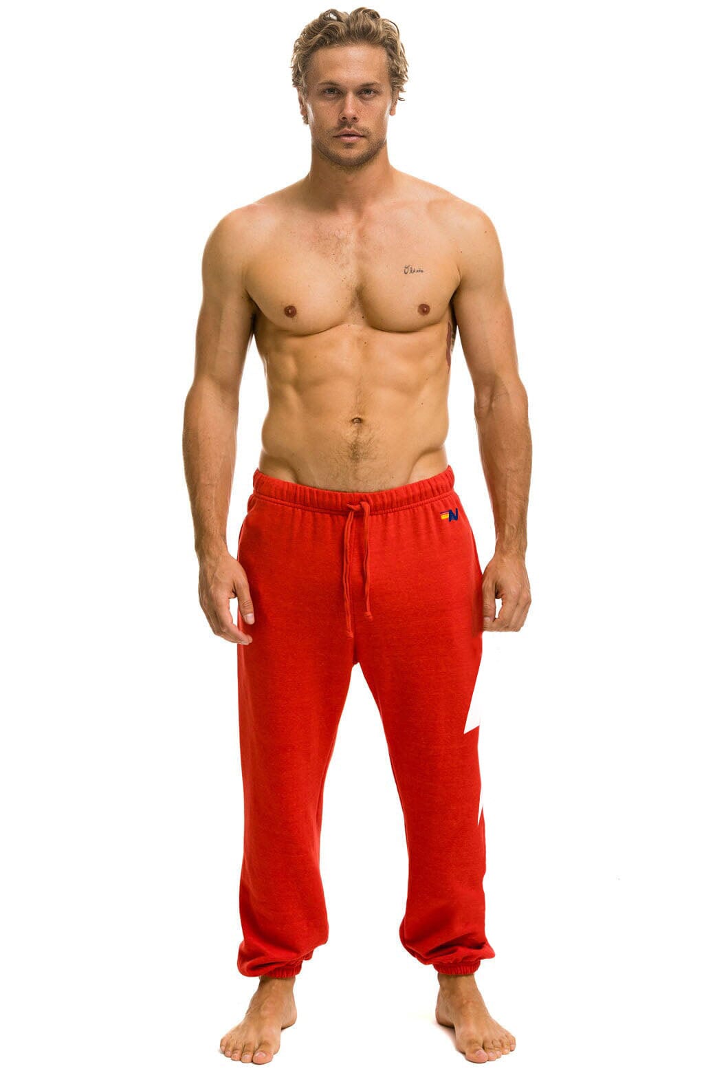 Retro BOLT PRINT UNISEX SWEATPANTS - RED WHITE
