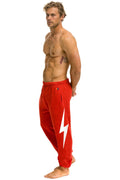 Retro BOLT PRINT UNISEX SWEATPANTS - RED WHITE