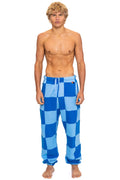 Retro CHECK QUILTED SWEATPANTS - SKY ADVENTURE BLUE