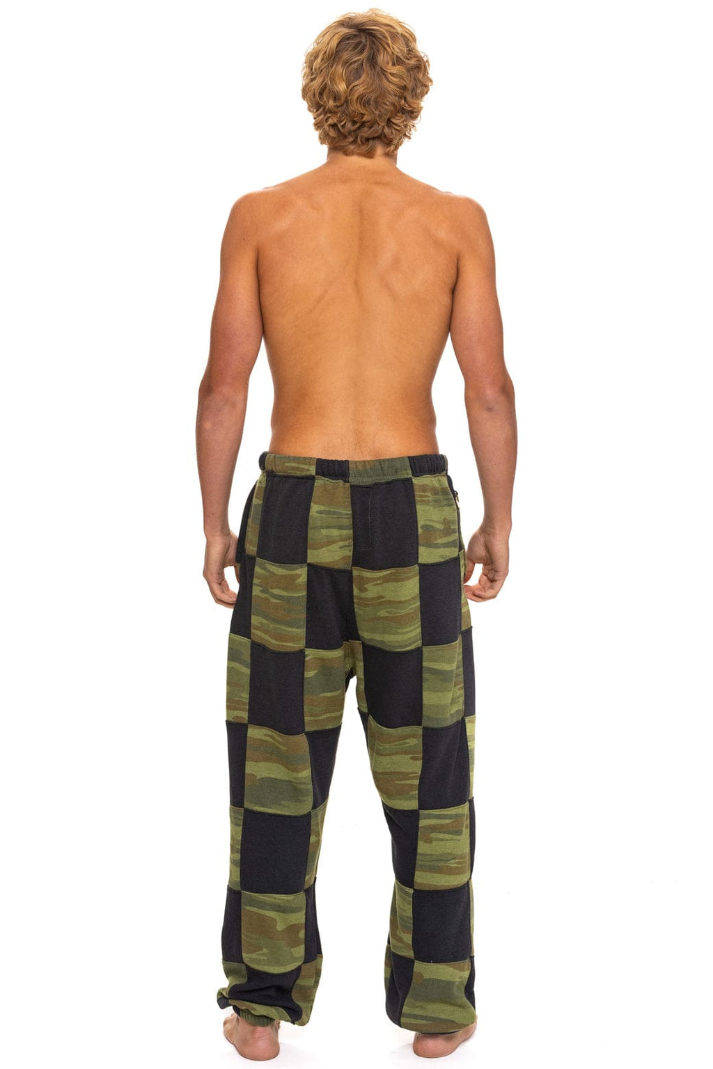 Retro CHECK QUILTED SWEATPANTS - SMOKE CAMO