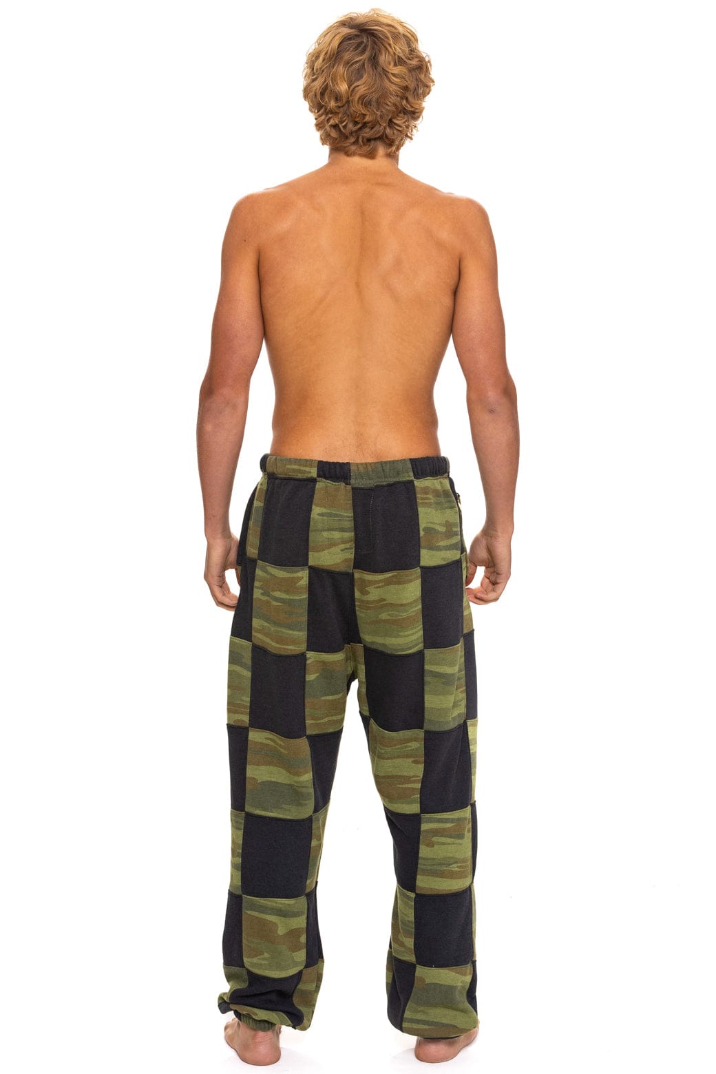 Retro CHECK QUILTED SWEATPANTS - SMOKE CAMO