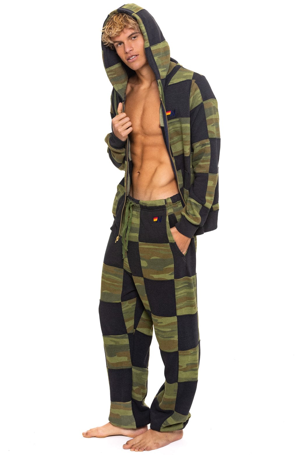 Retro CHECK QUILTED SWEATPANTS - SMOKE CAMO