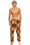 Retro CHECK QUILTED SWEATPANTS - TAN CINNAMON