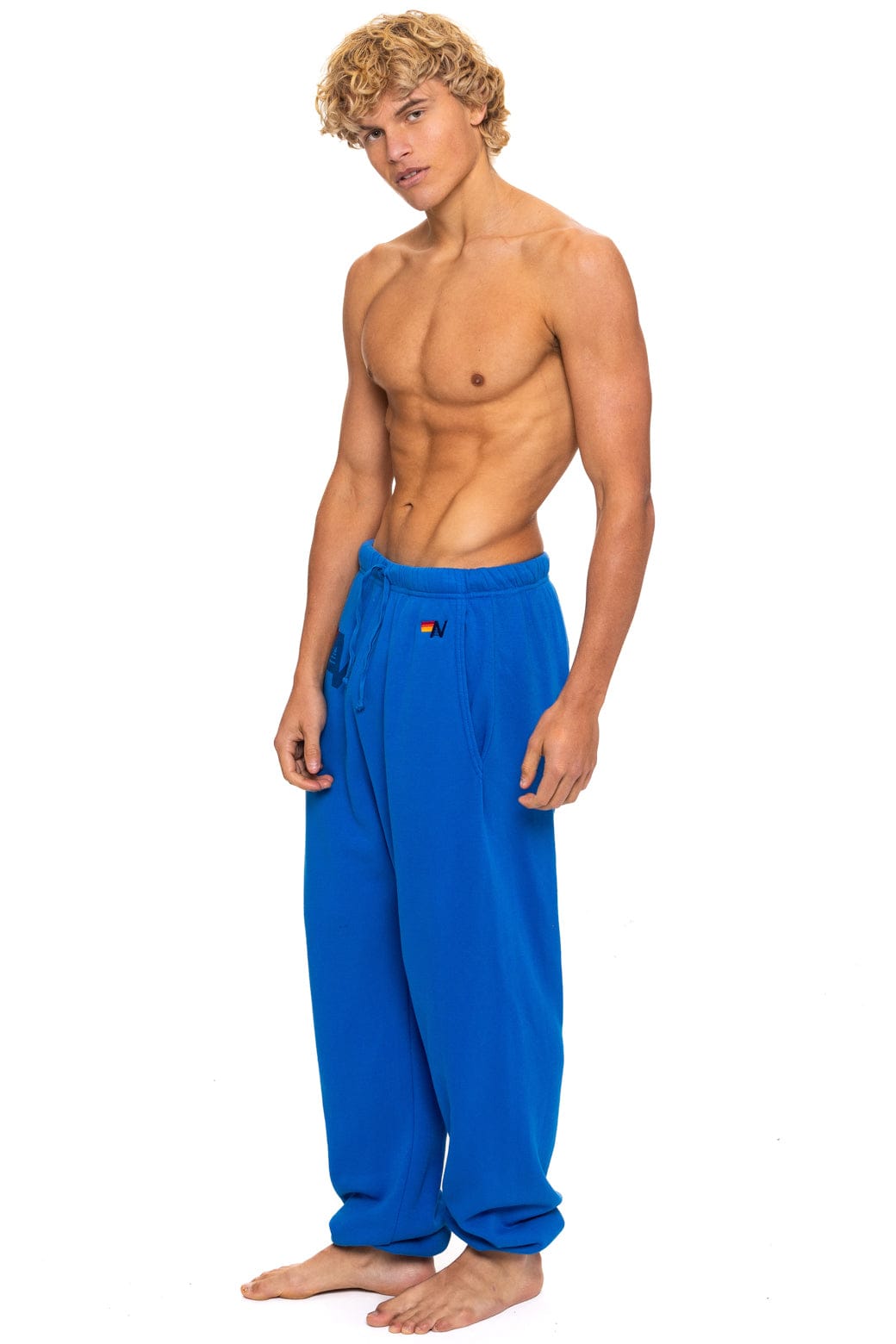 Retro LOGO PRINT UNISEX SWEATPANTS - ADVENTURE BLUE