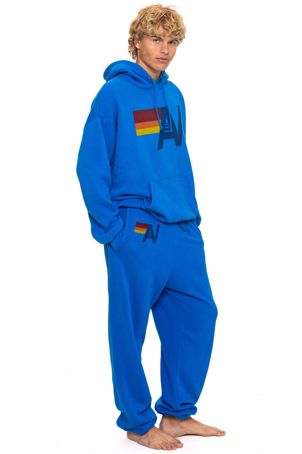 Retro LOGO PRINT UNISEX SWEATPANTS - ADVENTURE BLUE