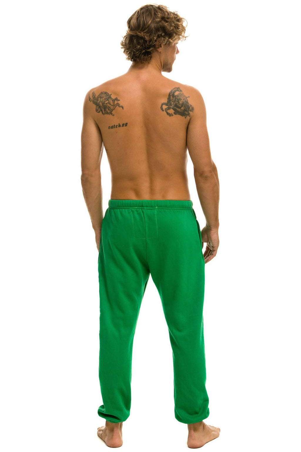 Retro LOGO PRINT SWEATPANTS SWEATPANTS - KELLY GREEN