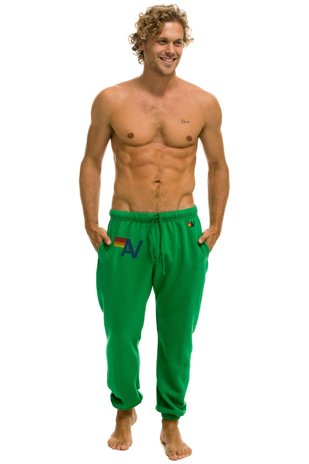 Retro LOGO PRINT SWEATPANTS SWEATPANTS - KELLY GREEN