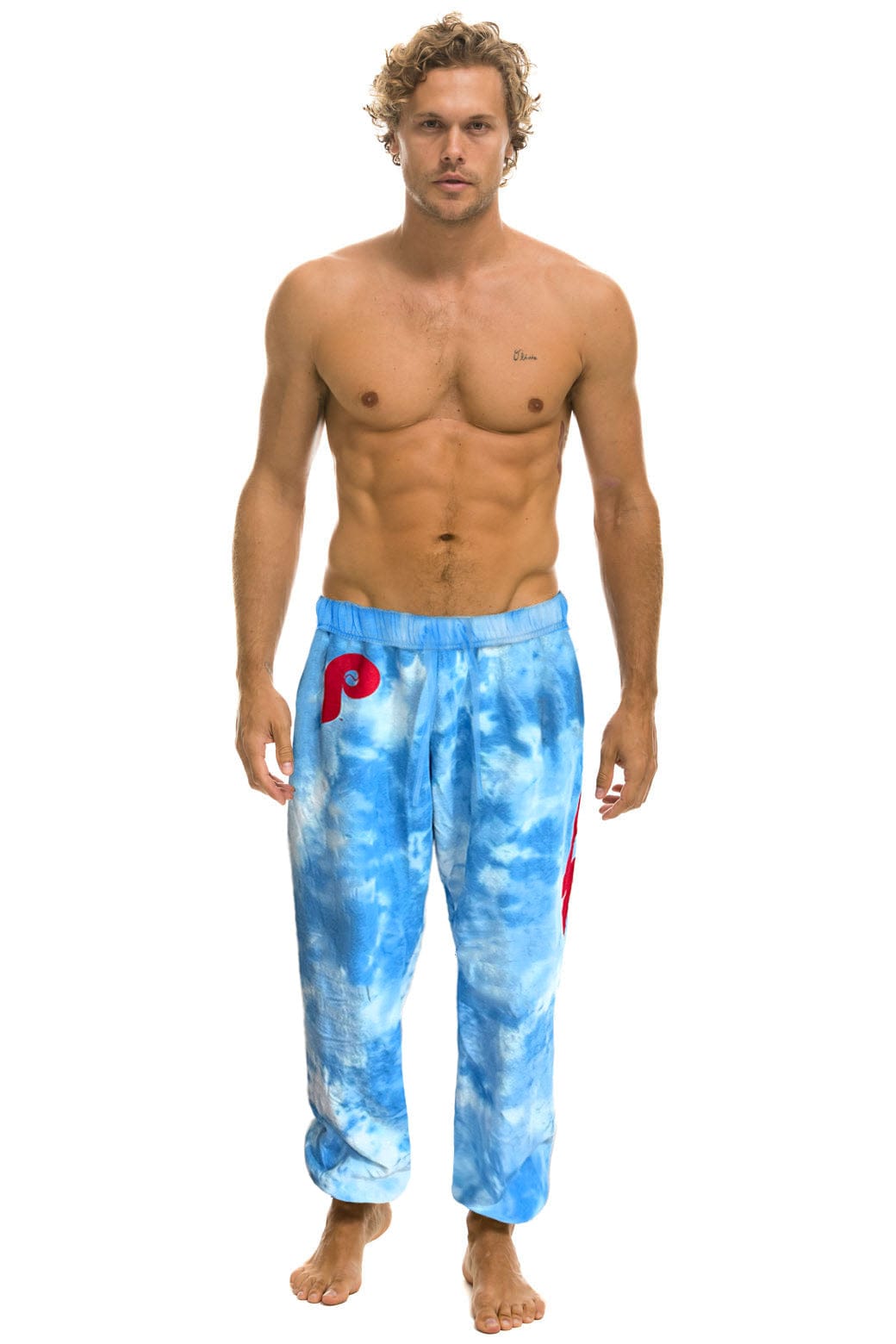 Retro PHILLIES HAND DYED SWEATPANTS - TIE DYE BLUE