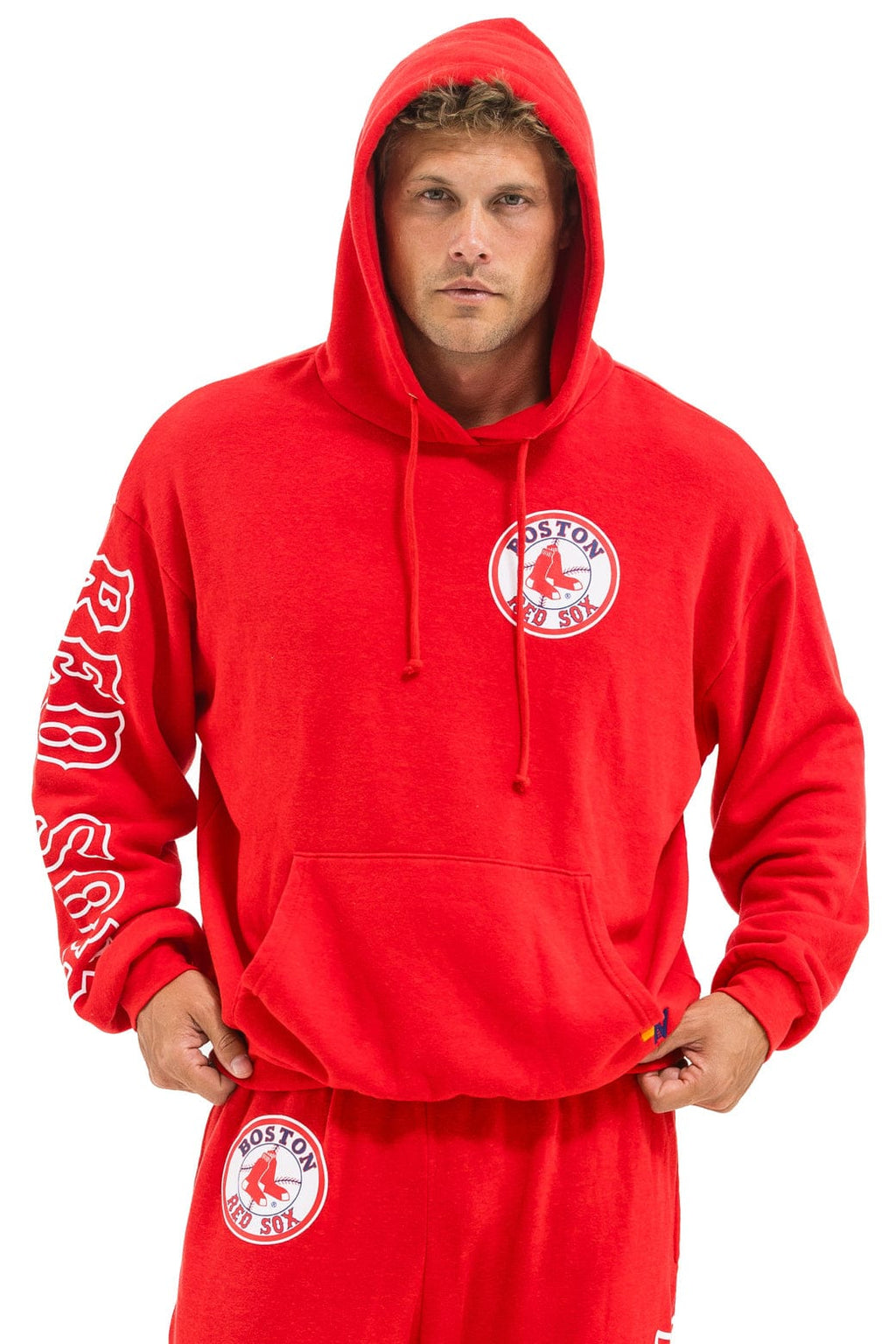 Retro RED SOX RELAXED PULLOVER HOODIE - RED
