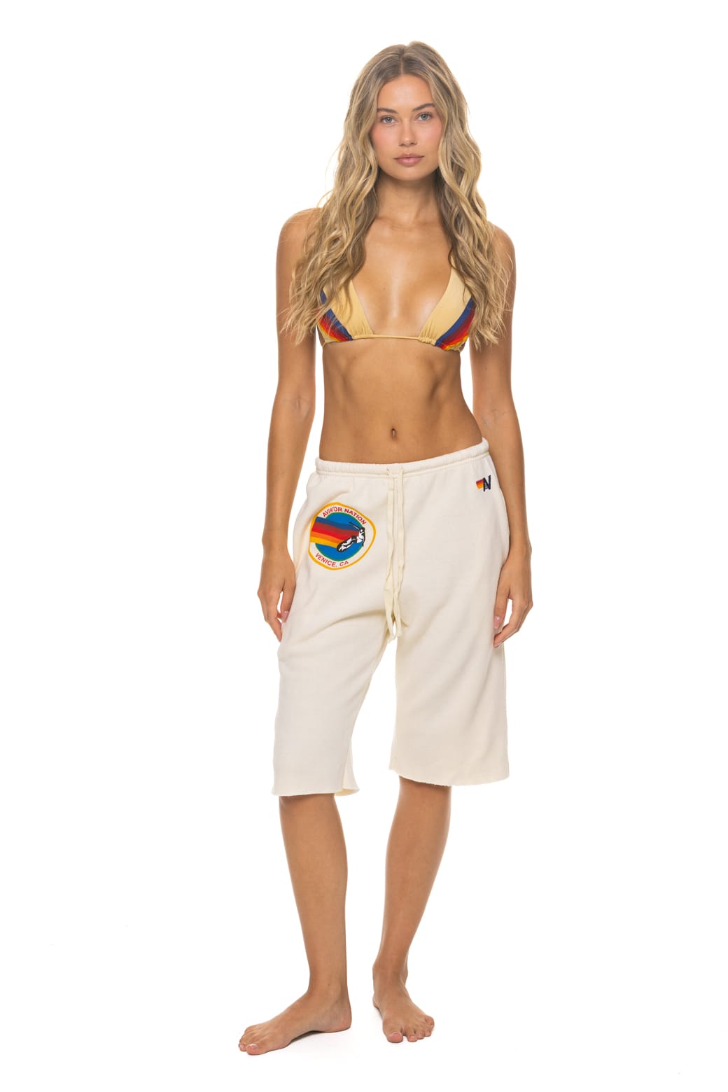 Retro AVIATOR NATION VENICE SWEATSHORTS - VINTAGE WHITE