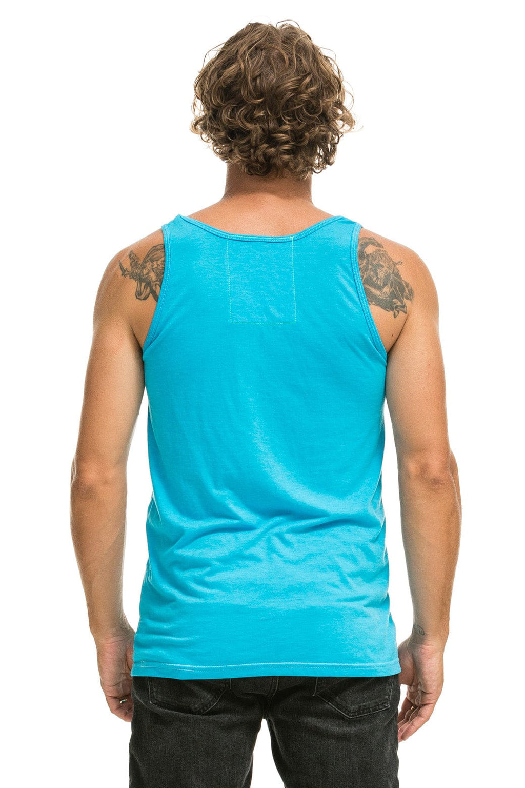 Retro MENS LOGO TANK - NEON BLUE
