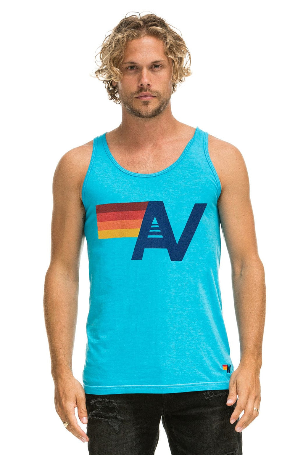 Retro MENS LOGO TANK - NEON BLUE