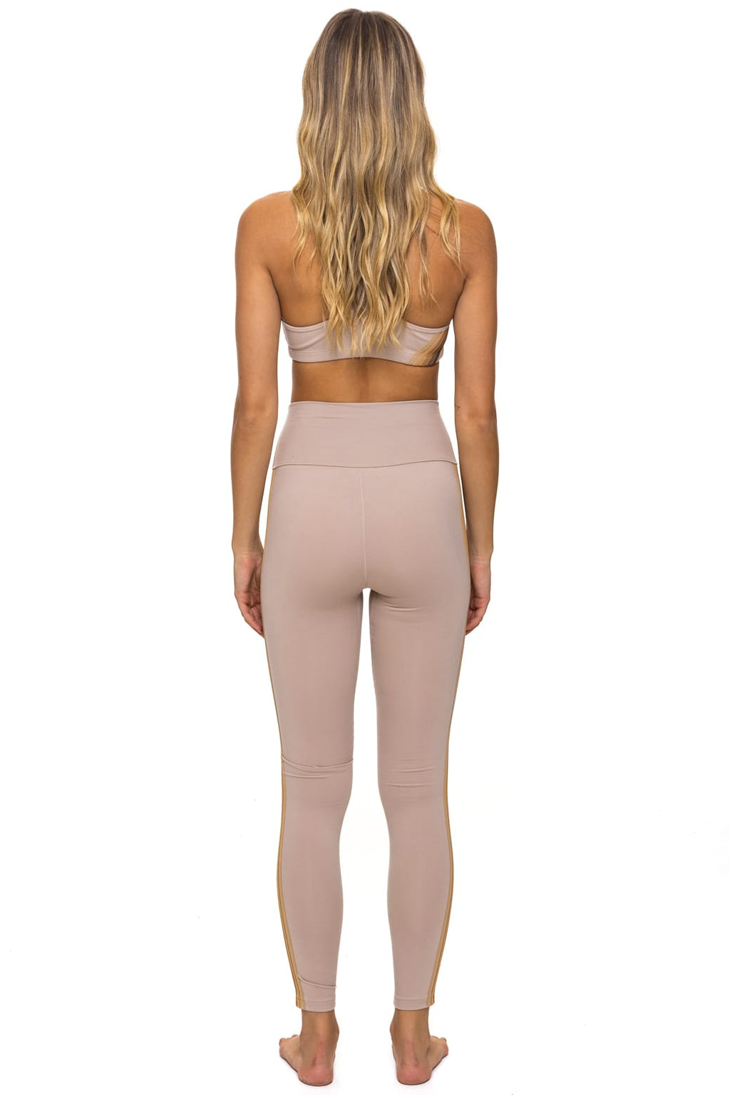 FULL LENGTH HI-RISE 5 STRIPE LEGGINGS - SAND // ESPRESSO