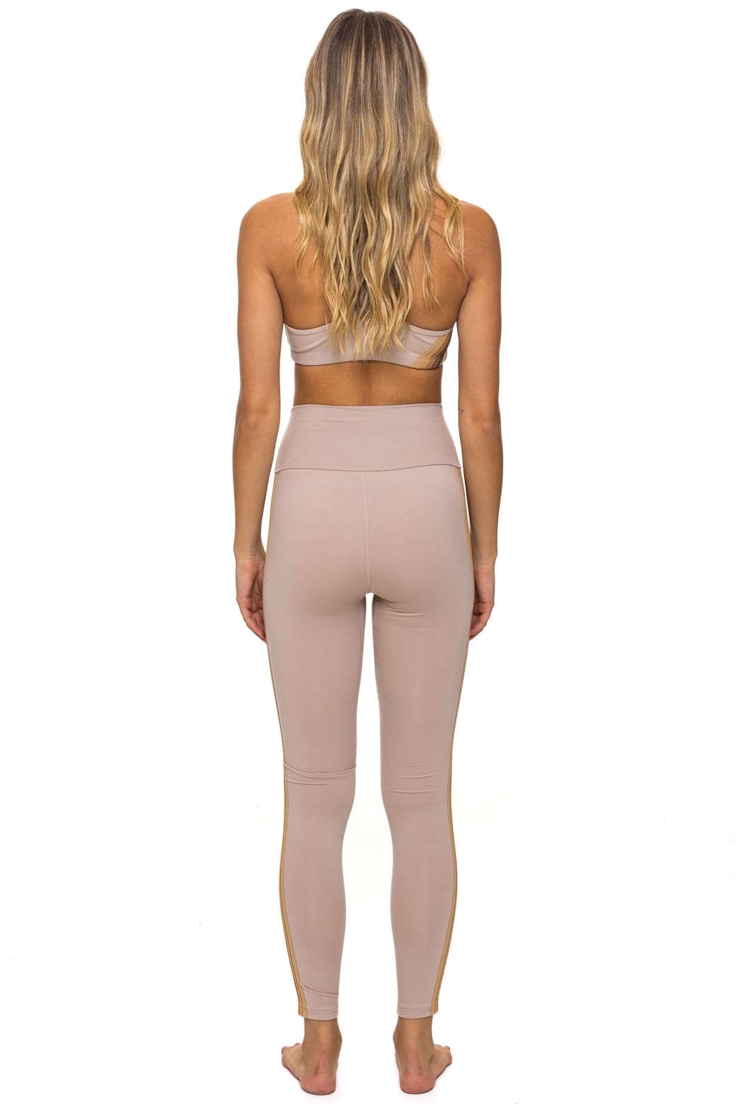 FULL LENGTH HI-RISE 5 STRIPE LEGGINGS - SAND // ESPRESSO