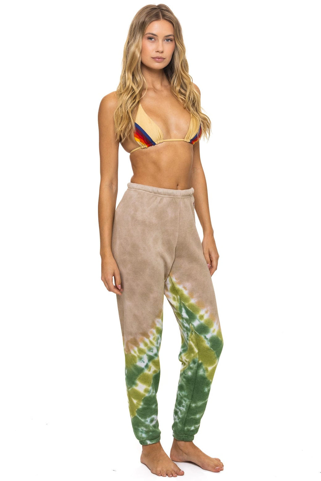 Retro HAND DYED V SWEATPANTS - TIE DYE SAND JUNGLE