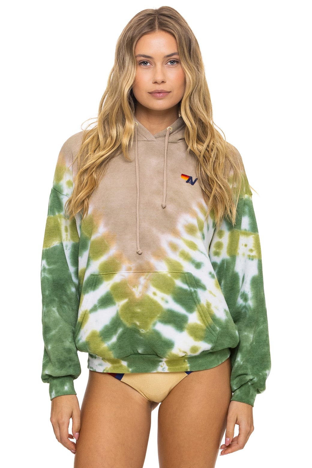 Retro HAND DYED V RELAXED PULLOVER HOODIE - TIE DYE SAND JUNGLE