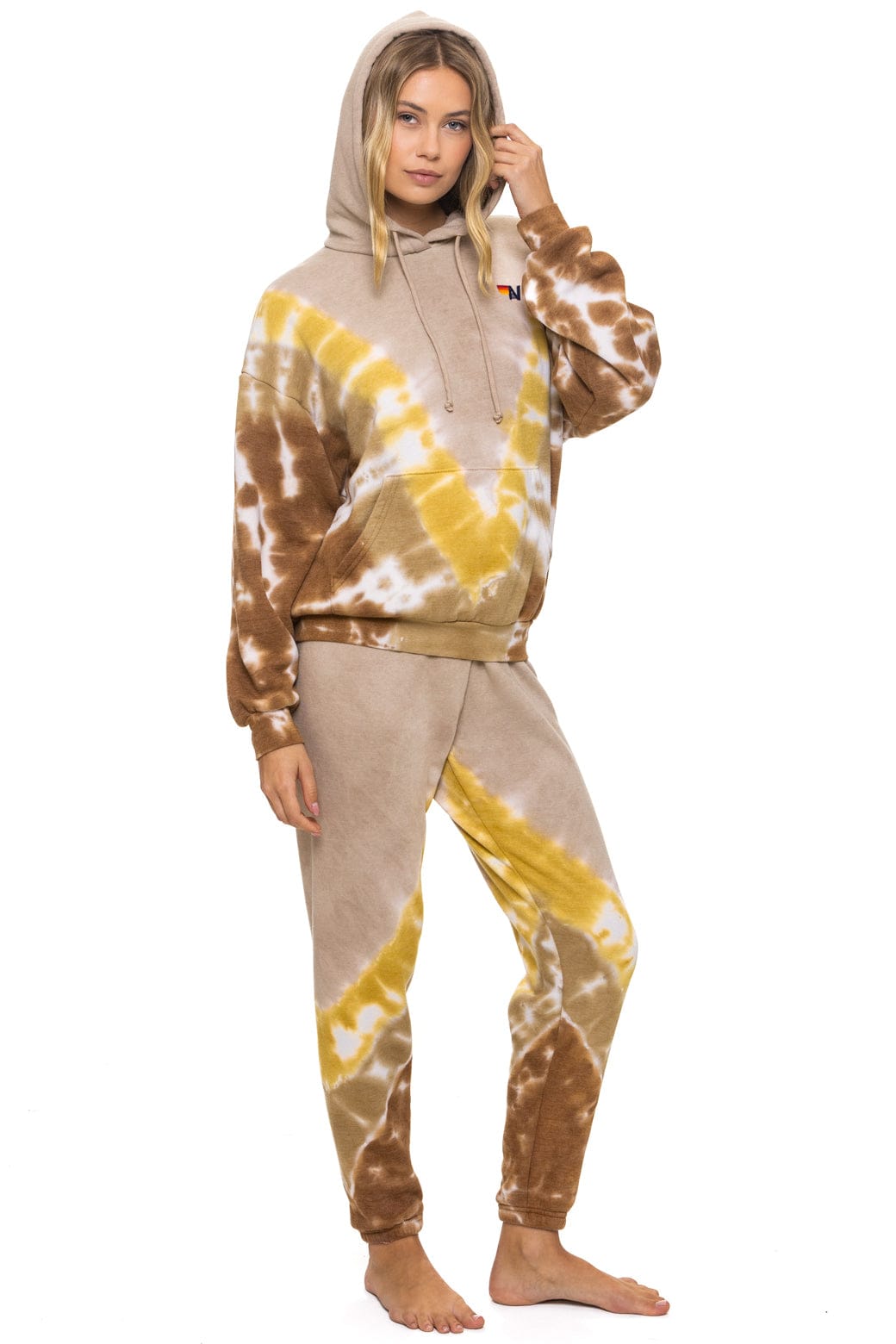 Retro HAND DYED V SWEATPANTS - TIE DYE SAND CINNAMON