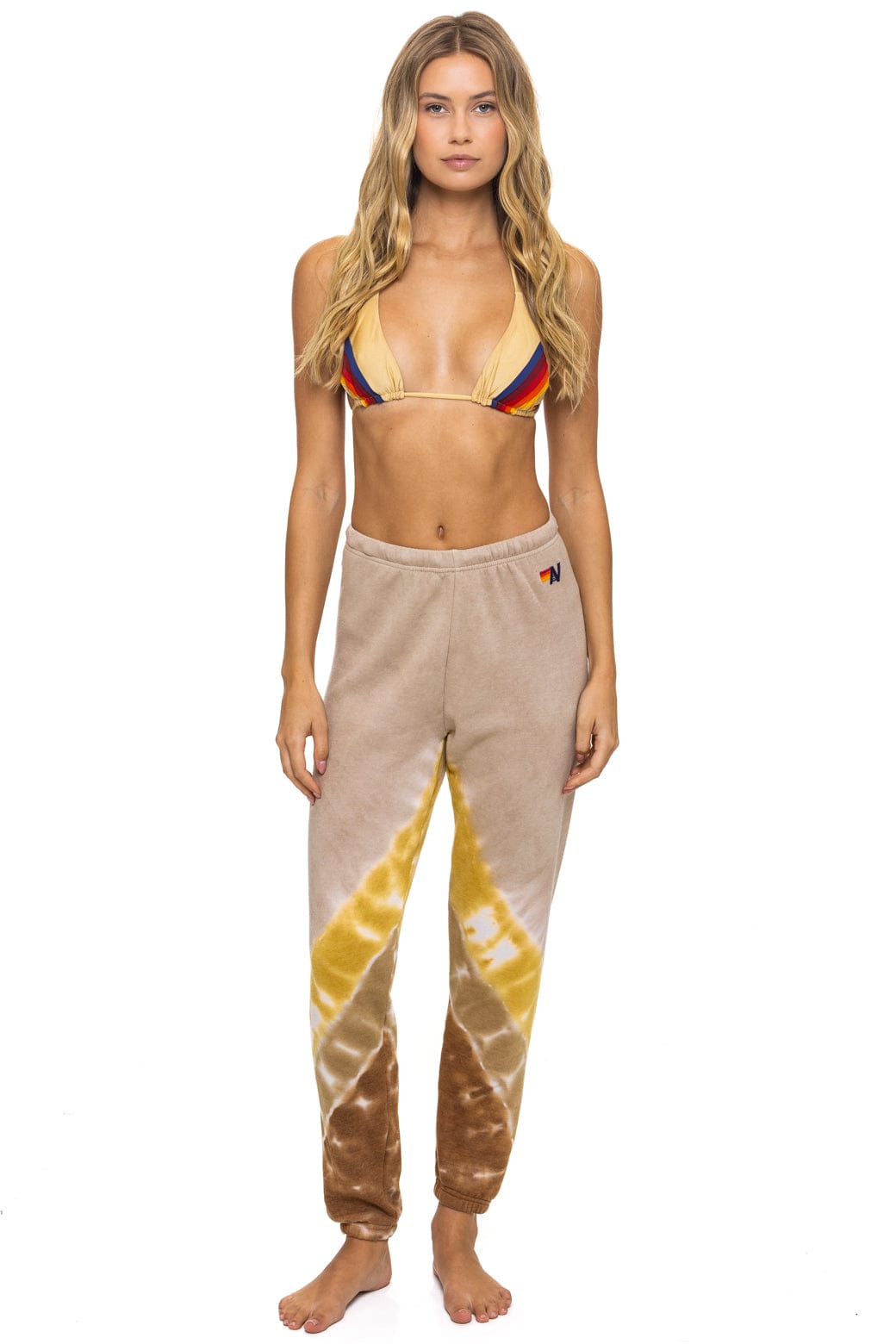 Retro HAND DYED V SWEATPANTS - TIE DYE SAND CINNAMON