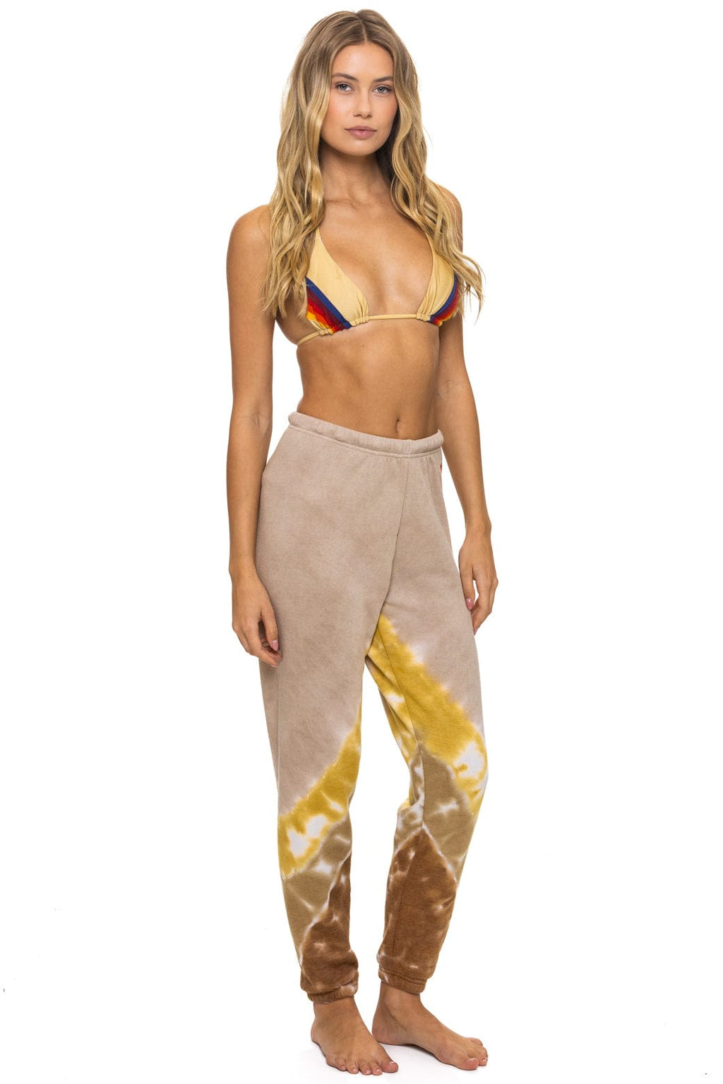 Retro HAND DYED V SWEATPANTS - TIE DYE SAND CINNAMON
