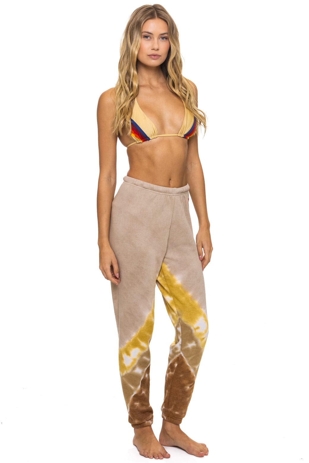 Retro HAND DYED V SWEATPANTS - TIE DYE SAND CINNAMON