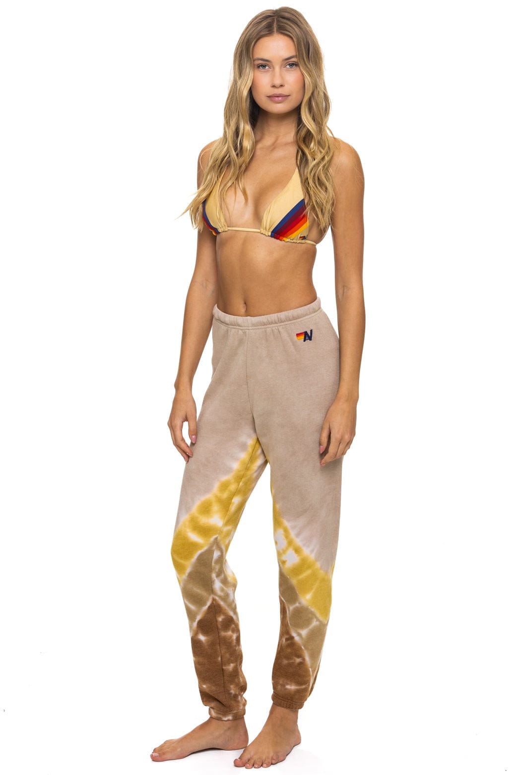 Retro HAND DYED V SWEATPANTS - TIE DYE SAND CINNAMON