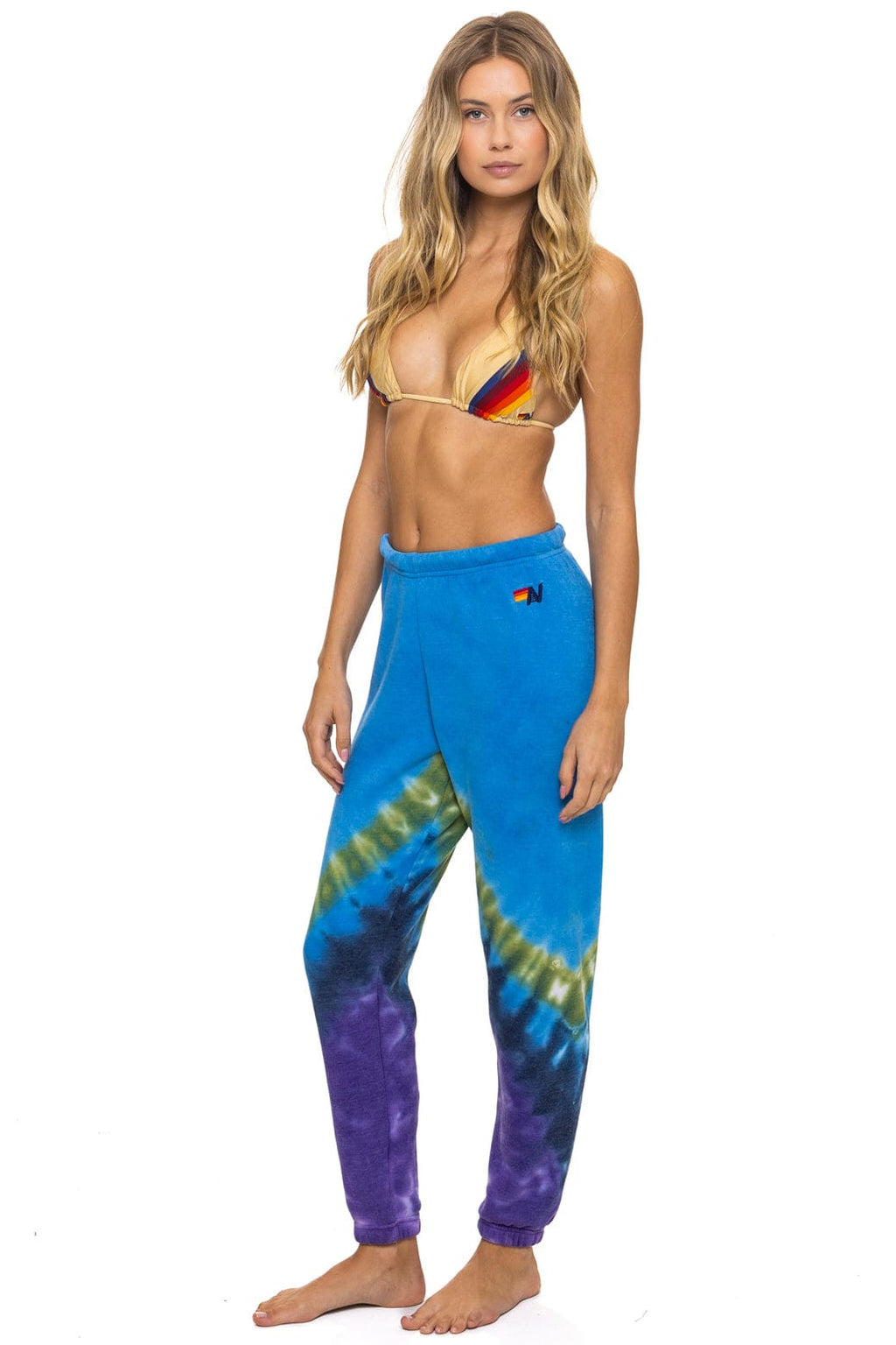 Retro HAND DYED V SWEATPANTS - TIE DYE OCEAN PURPLE