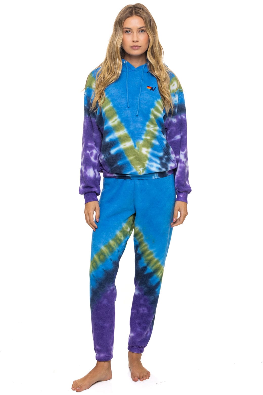 Retro HAND DYED V SWEATPANTS - TIE DYE OCEAN PURPLE