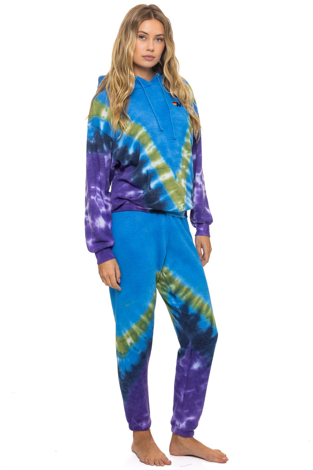 Retro HAND DYED V RELAXED PULLOVER HOODIE - TIE DYE OCEAN PURPLE