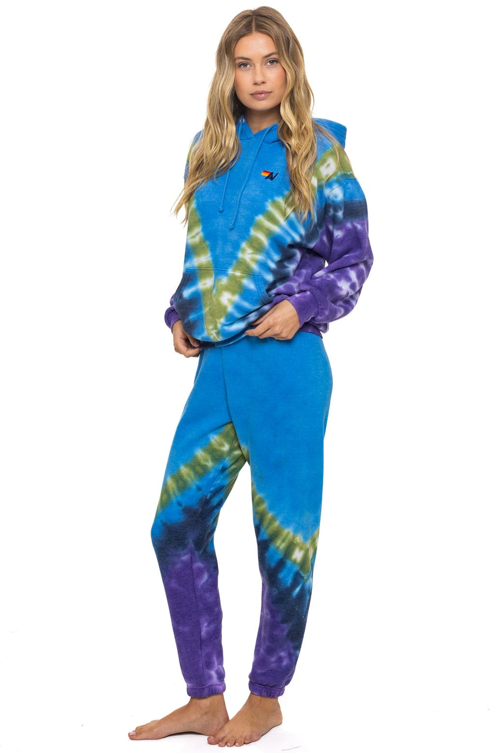 Retro HAND DYED V SWEATPANTS - TIE DYE OCEAN PURPLE