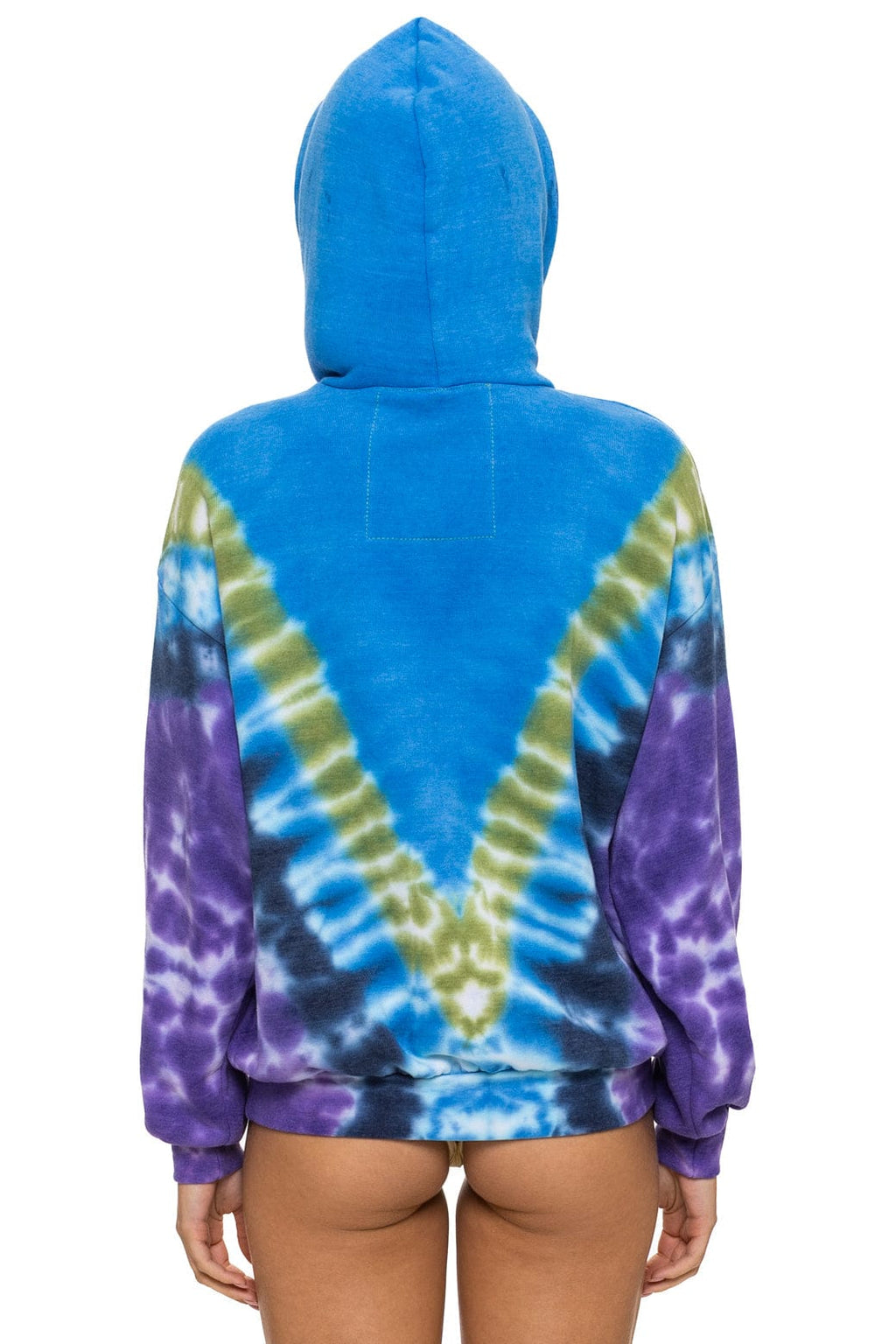 Retro HAND DYED V RELAXED PULLOVER HOODIE - TIE DYE OCEAN PURPLE