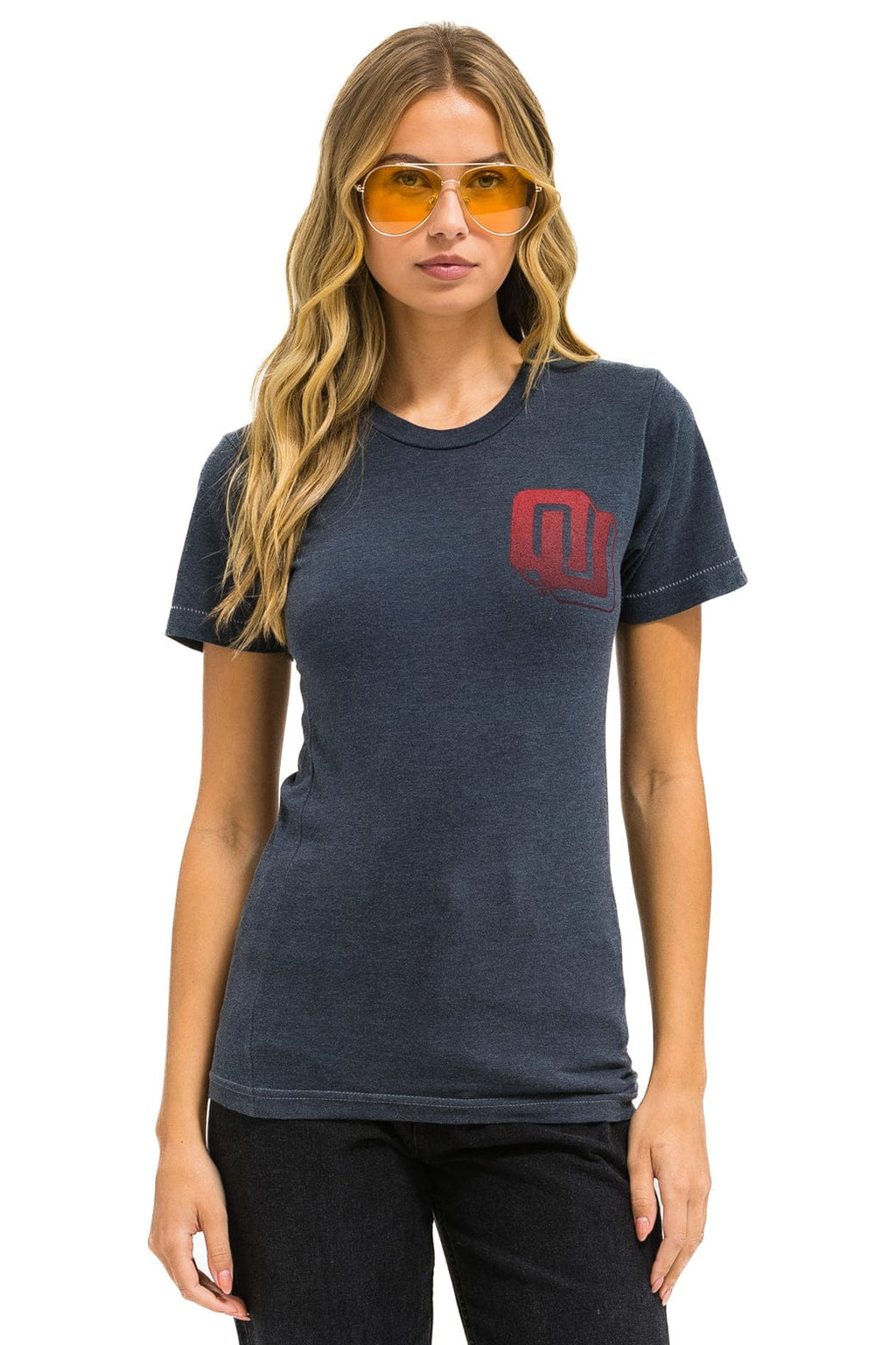 Retro UNIVERSITY OF OKLAHOMA BOLT CREW TEE SHIRT - CHARCOAL