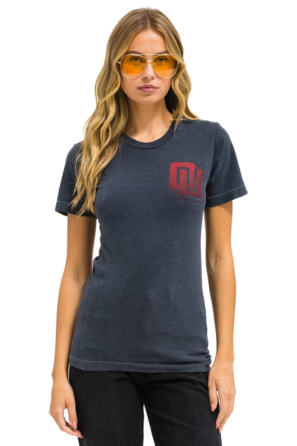 Retro UNIVERSITY OF OKLAHOMA BOLT CREW TEE SHIRT - CHARCOAL