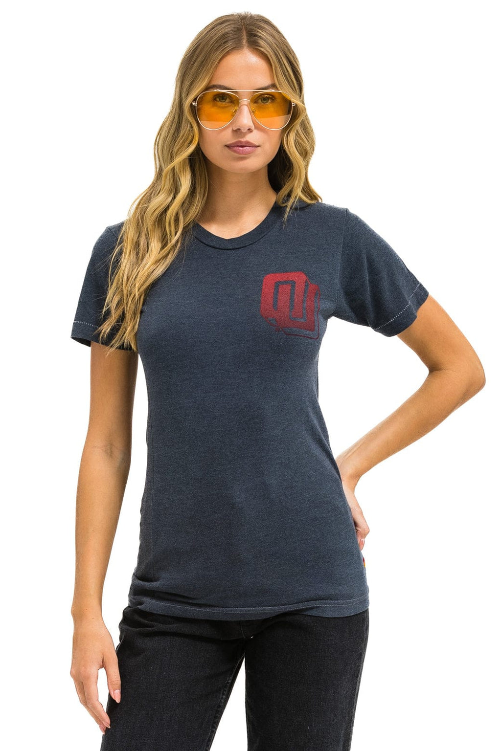 Retro UNIVERSITY OF OKLAHOMA BOLT CREW TEE SHIRT - CHARCOAL