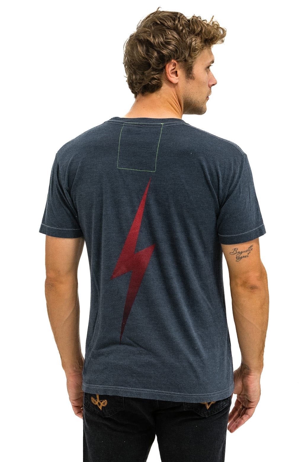 Retro UNIVERSITY OF OKLAHOMA BOLT CREW TEE SHIRT - CHARCOAL