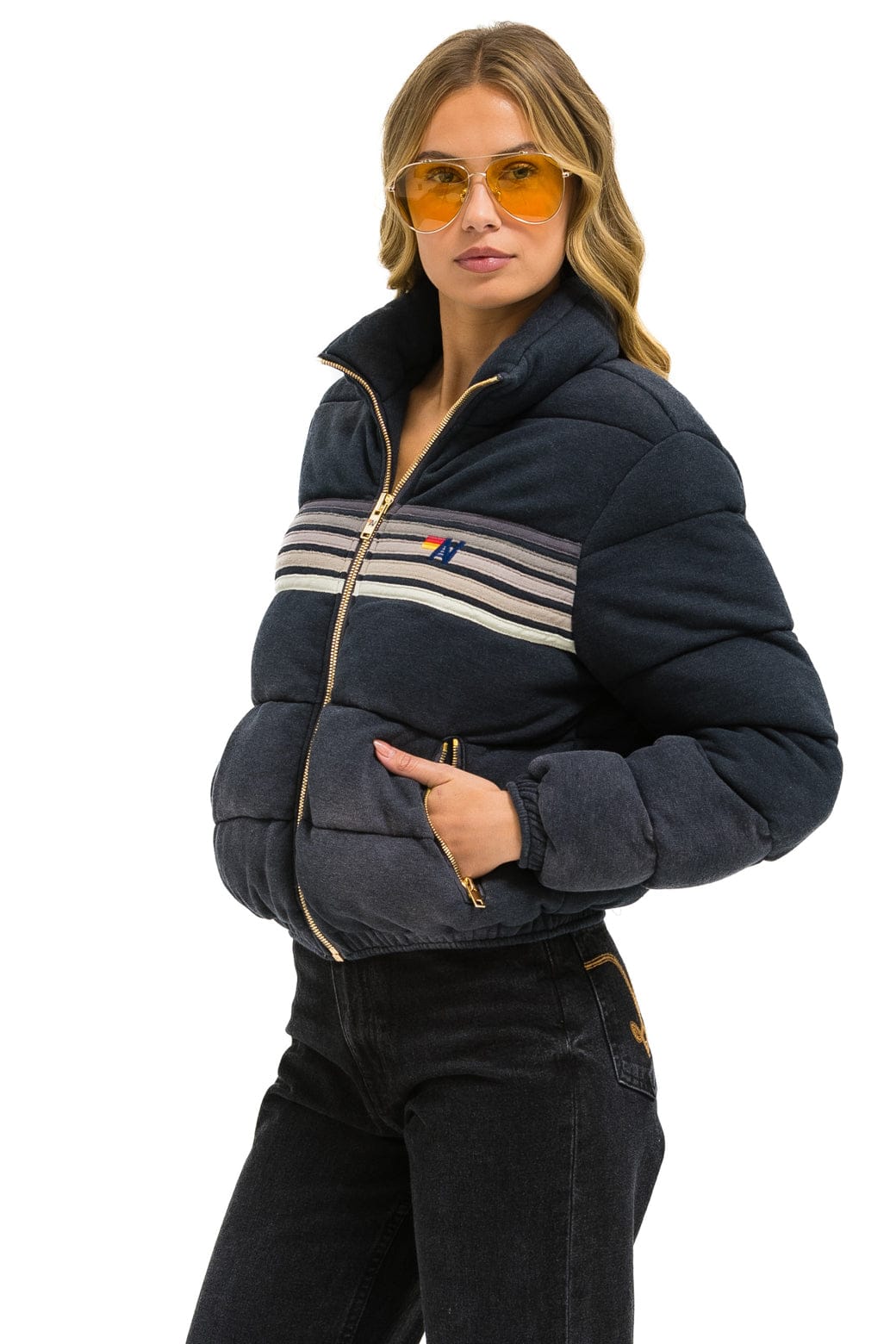 Retro 5 STRIPE FADED APRES JACKET - FADED SMOKE