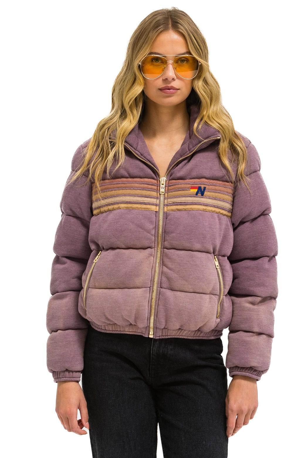 Retro 5 STRIPE FADED APRES JACKET - FADED MOCHA
