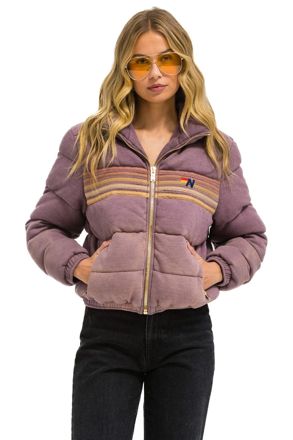 Retro 5 STRIPE FADED APRES JACKET - FADED MOCHA