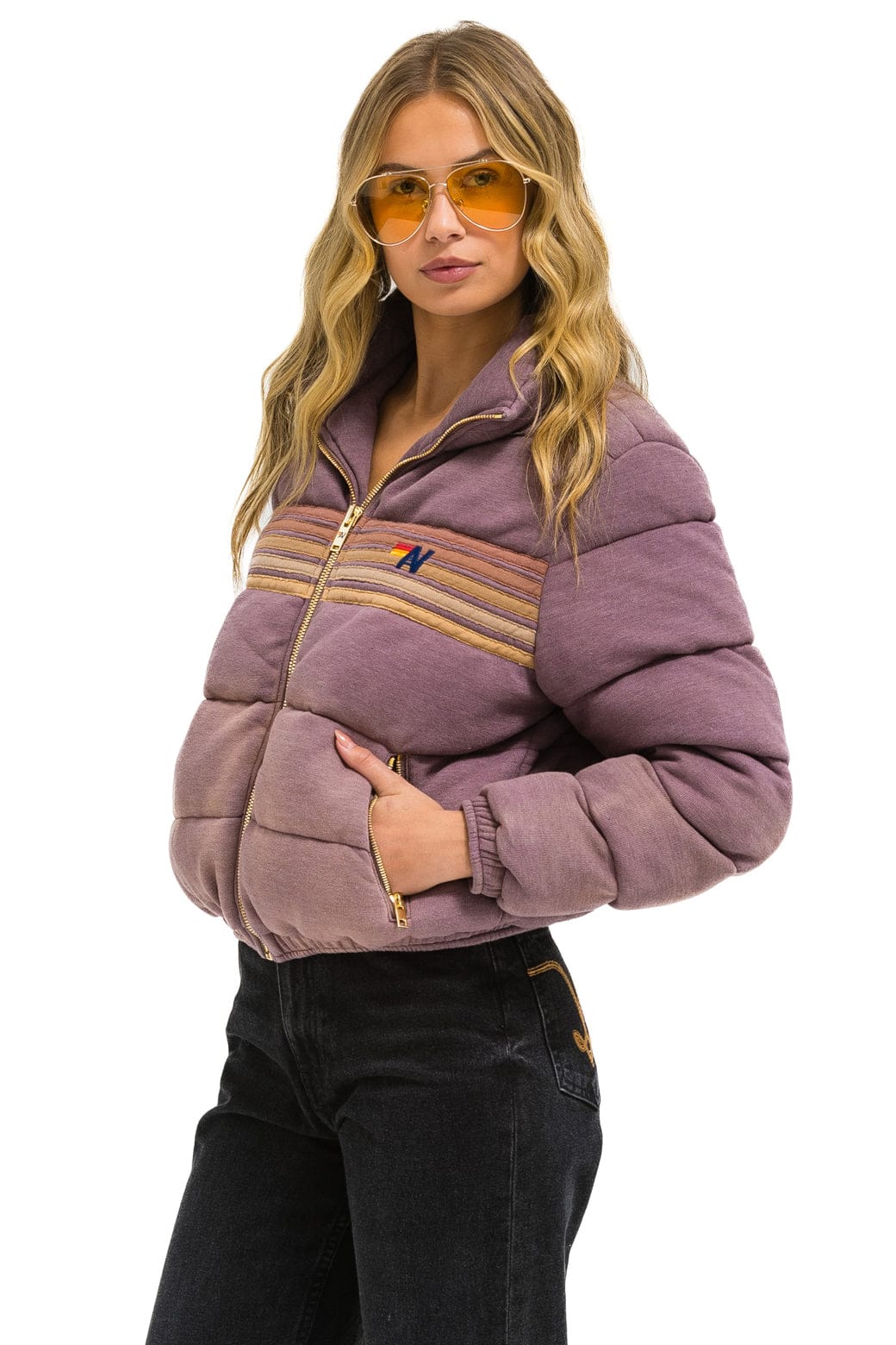 Retro 5 STRIPE FADED APRES JACKET - FADED MOCHA
