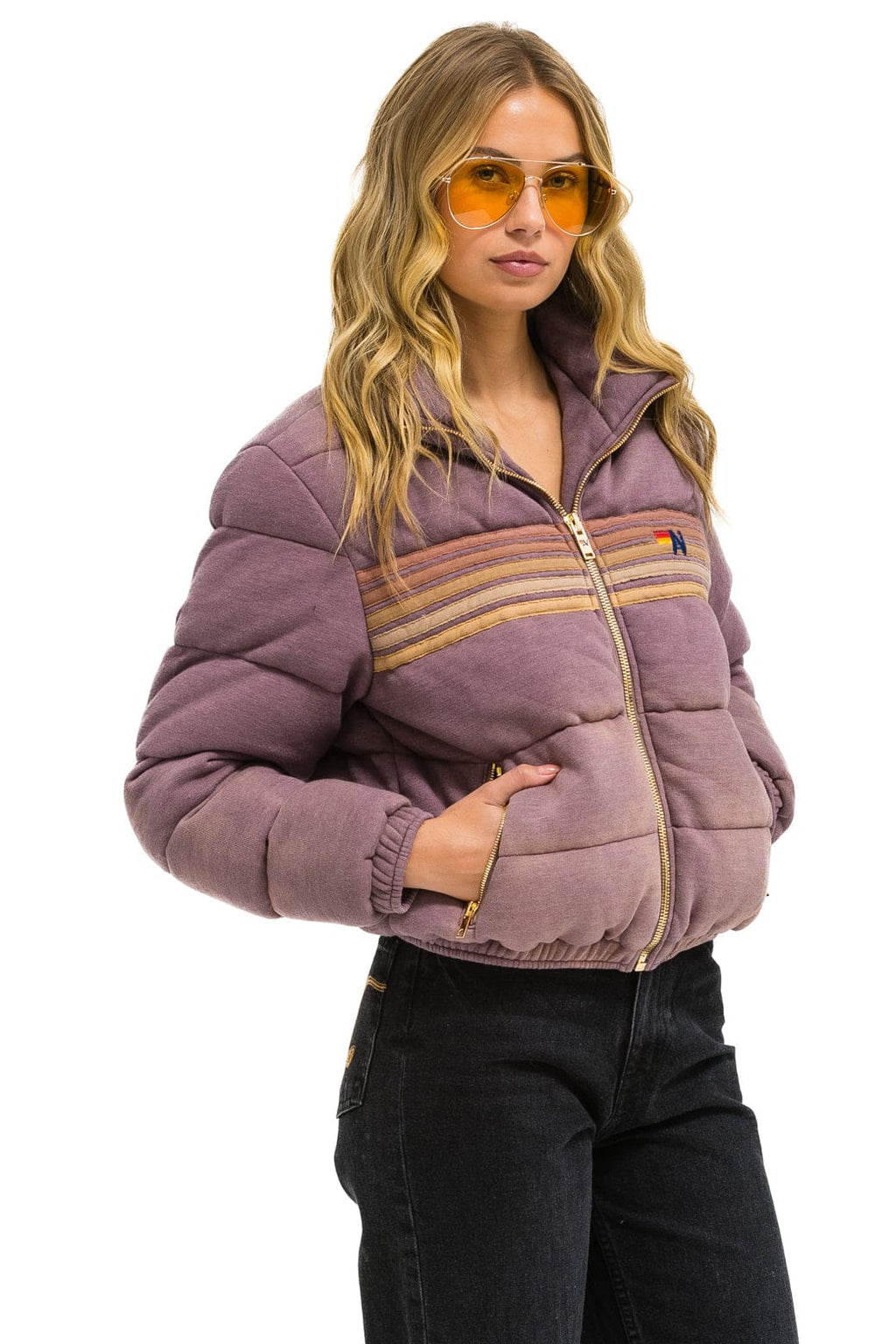Retro 5 STRIPE FADED APRES JACKET - FADED MOCHA