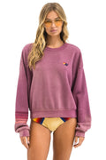 Retro RUGBY STITCH RELAXED CREW SWEATSHIRT - FADED BERRY