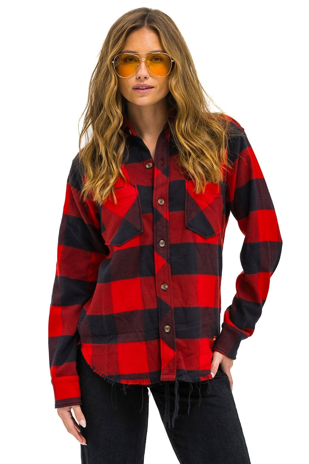 Retro PLAID FLANNEL LIGHT WEIGHT UNISEX WESTERN SHIRT - BUFFALO PLAID