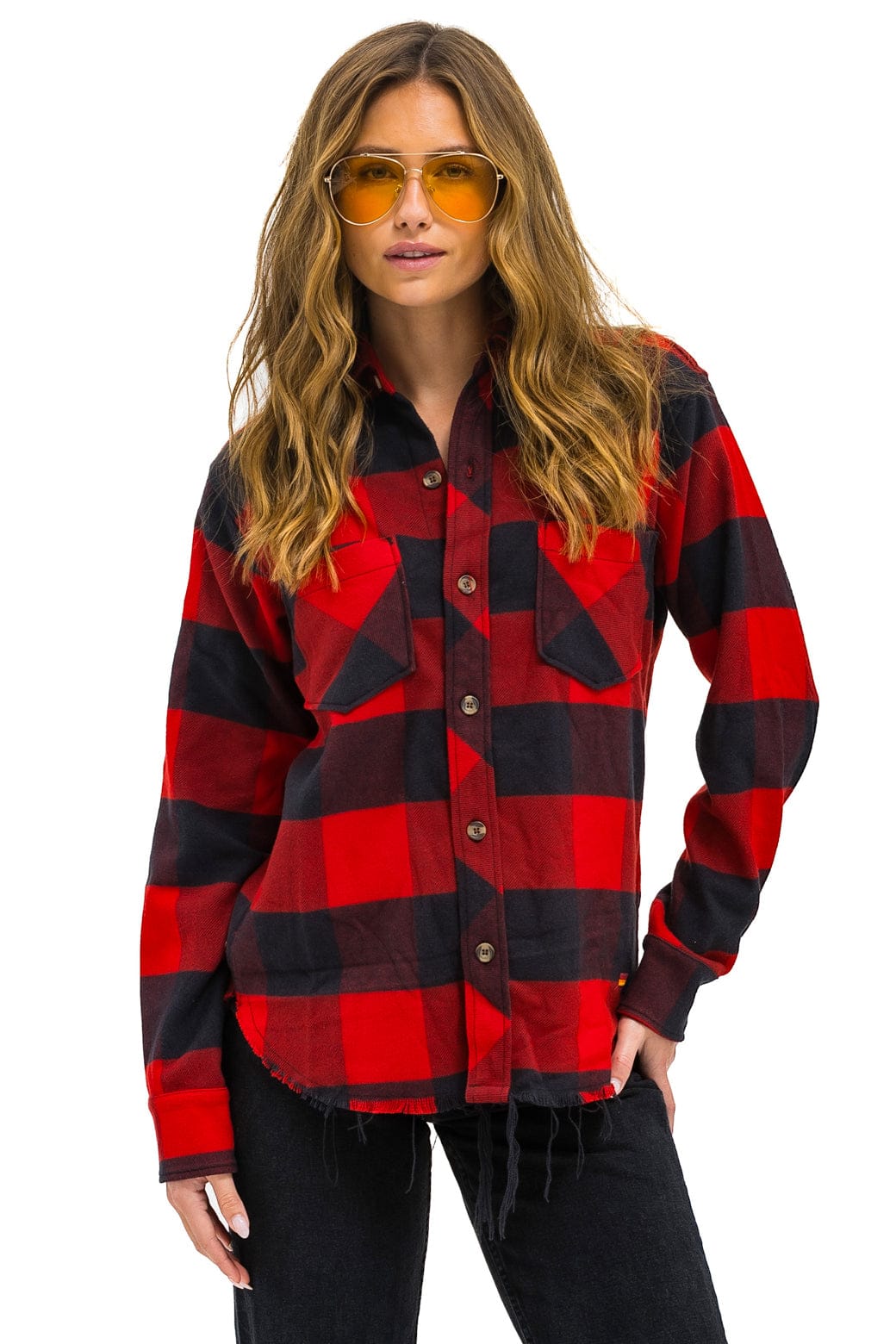 Retro PLAID FLANNEL LIGHT WEIGHT UNISEX WESTERN SHIRT - BUFFALO PLAID
