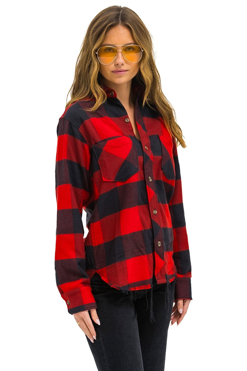 Retro PLAID FLANNEL LIGHT WEIGHT UNISEX WESTERN SHIRT - BUFFALO PLAID
